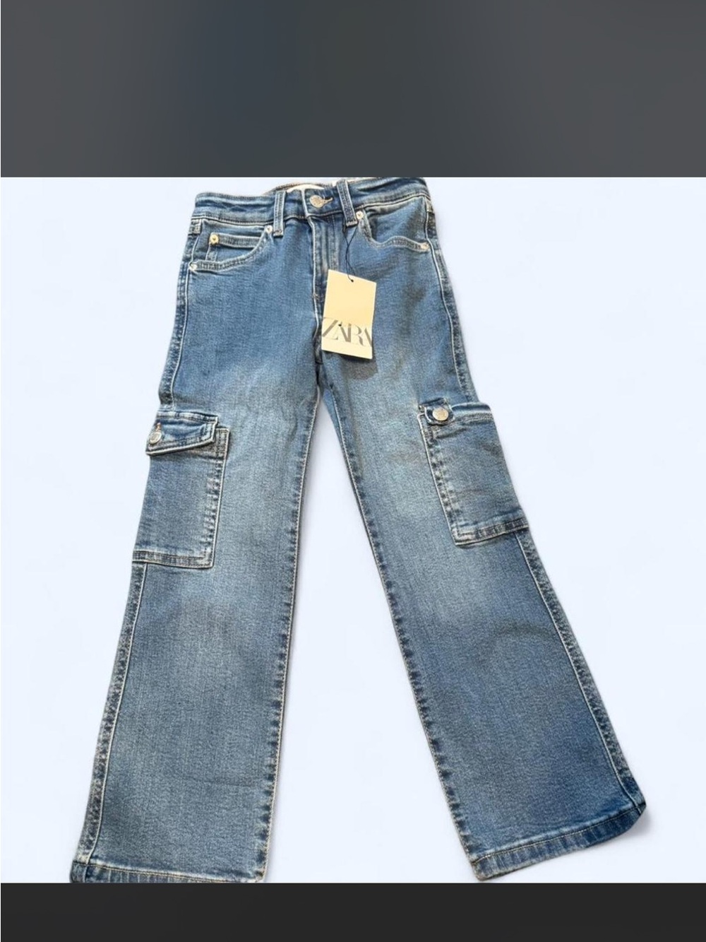 Zara Light Blue Cargo Wide-Leg Jeans